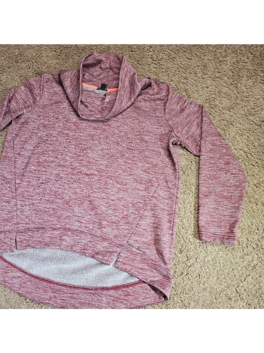 Eddie Bauer Cowl Neck Pullover Womens L Red High Low Hem Sweatshirt Athleisure - Picture 3 of 9